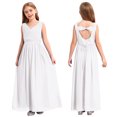 thumbnail image 3 of Miaeowve Robe de Demoiselle d'Honneur pour Fille Sans Manches en Mousseline Perlée, Robe de Demoiselle d'Honneur Junior, Robe de Fête de Mariage pour Filles, Blanc 10, 3 of 7