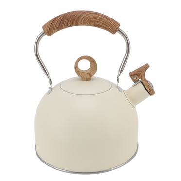 Whistling Tea Kettle Stovetop Water Kettle, 2.5 Liter/2.3 Quart Stainless Steel Tea Kettle Stovetop Tea Pot Hot Water Kettle Teakettle Metal Teapot for Induction Stove Electric Ceramic Stove(Beige)
