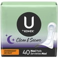 thumbnail image 1 of U by Kotex Clean & Secure Overnight Maxi Pads, 40 Count, 1 of 8
