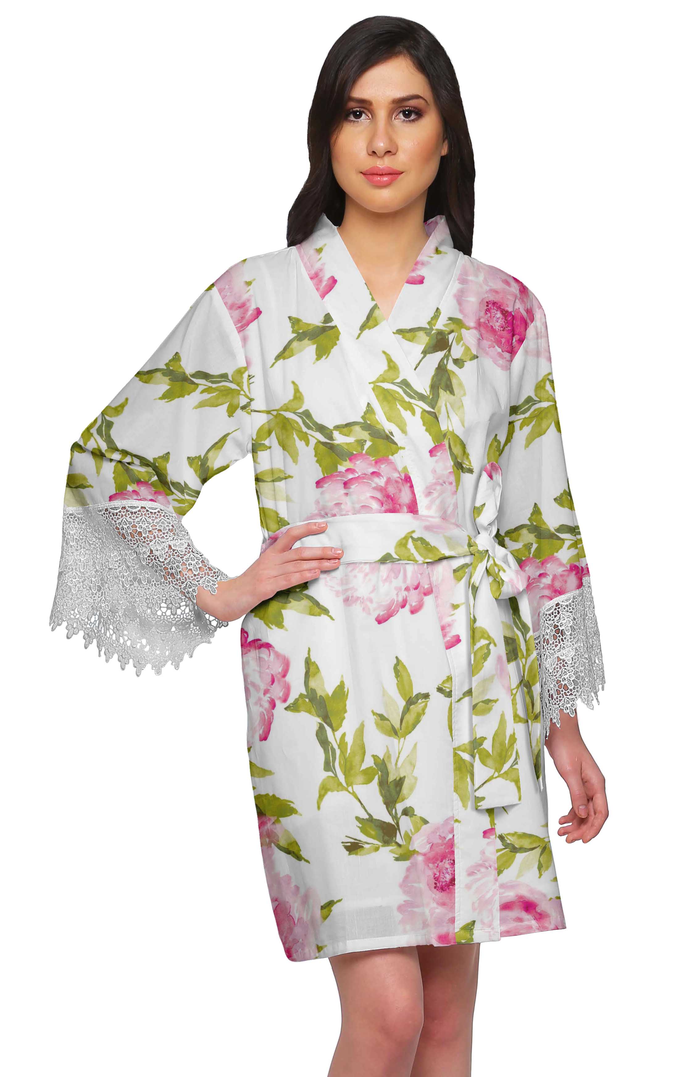 Moomaya Cotton Robes For Women Lightweight Printed Short Bridesmaid Robes