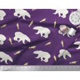 thumbnail image 2 of Soimoi Purple Cotton Cambric Fabric Falling Star & Polar Bear Animal Print Fabric by Yard 56 Inch Wide, 2 of 5