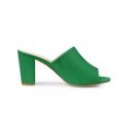 thumbnail image 3 of BLISSFUL STEP Sandales Mules à Talon Bloc à Enfiler pour Femmes Vert 5,5, 3 of 7