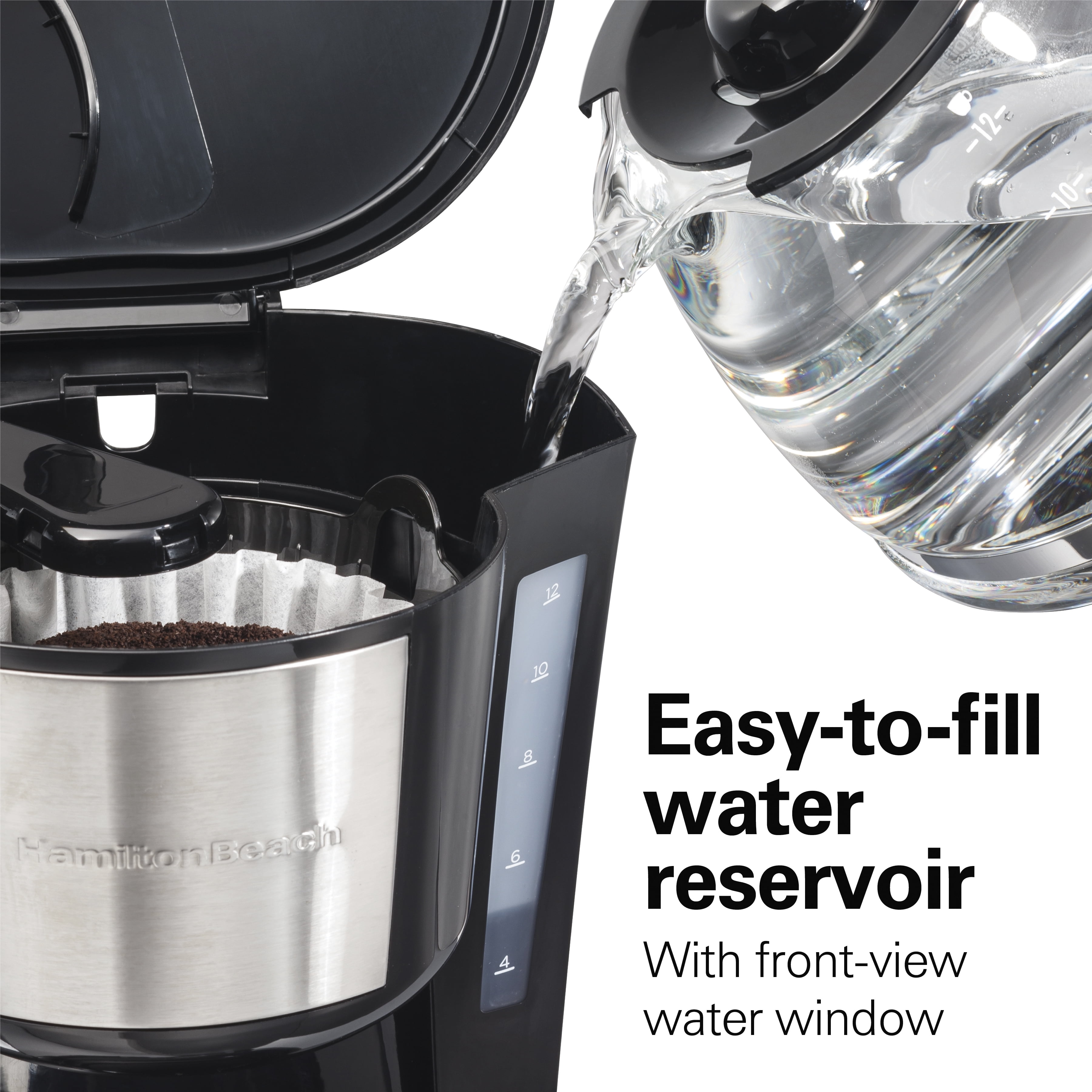 Hamilton Beach Programmable 12 Cup Coffee Maker, Stainless Steel Accents, 49630