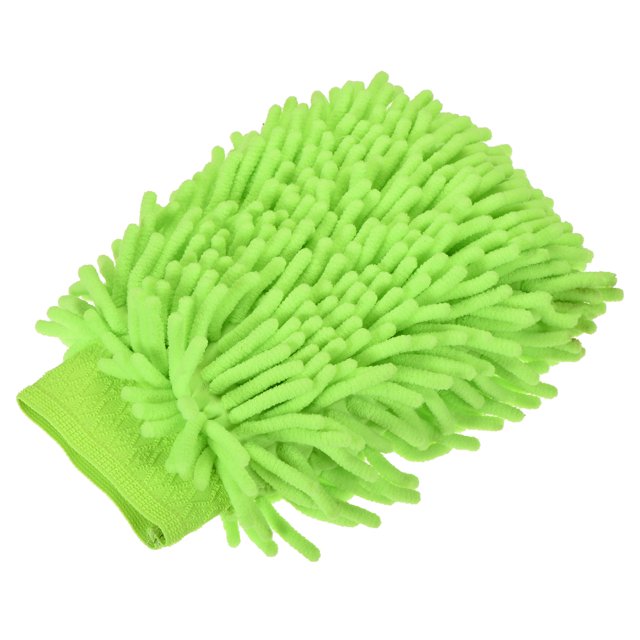 Unique Bargains Large Double-Side Microfiber Soft Chenille Dusting Wash Mitten Light Green