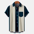 thumbnail image 1 of HKEJIAOI Chemises Habillées pour Hommes à Manches Courtes Chemise à Rayures Imprimées Décontractée Mode à Col à Revers à Manches Courtes Blouse, 1 of 4