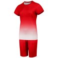thumbnail image 3 of Innerwin Sweatsuits Solid Color Women Jogger Set Running Short Sleeve Loose Two Piece Outfit Red L, 3 of 5
