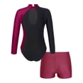 thumbnail image 2 of TiaoBug Girls 2Pcs Rhinestone Tracksuit Long Sleeve Gymnastics Dance Outfit Leotard with Shorts Unitard A01 8, 2 of 7