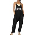 thumbnail image 1 of B91xZ Salopette Décontractée pour Femmes, Bretelles Réglables, Jambes Larges, Poches, Noir TG, 1 of 5