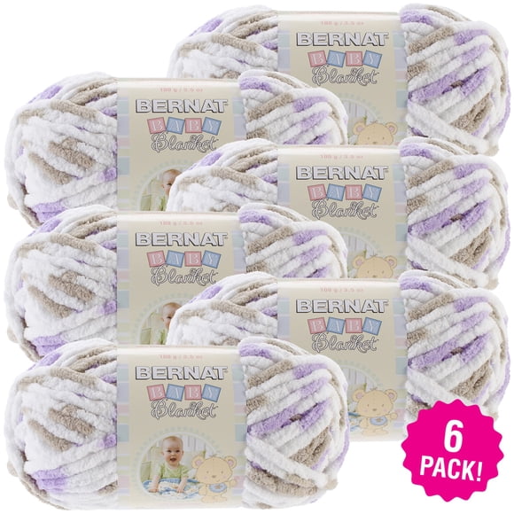 Bernat Fil pour Couverture pour Bébé-6/Pk-Petit, 6/pk, Petit Lilas Imprimé Dove Lot de 6
