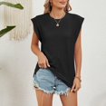 thumbnail image 2 of Besolor Débardeurs d'Été pour Femmes Col Rond Sans Manches Chemises à Illets Décontractées Blouse Tendance Couleur Unie, 2 of 7