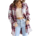 thumbnail image 1 of IROINID Surchemise pour Femmes, Veste à Manches Longues à Carreaux, Col Rabattu, Veste d'Hiver Ample, 1 of 9