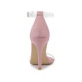 thumbnail image 2 of BLISSFUL STEP Women's Clear Ankle Strap Stiletto Heel Sandals Dust Pink 9, 2 of 7