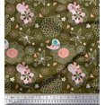 thumbnail image 1 of Soimoi Poly Georgette Fabric Heart,Floral & Bird Kids Print Sewing Fabric Yard 52 Inch Wide, 1 of 3