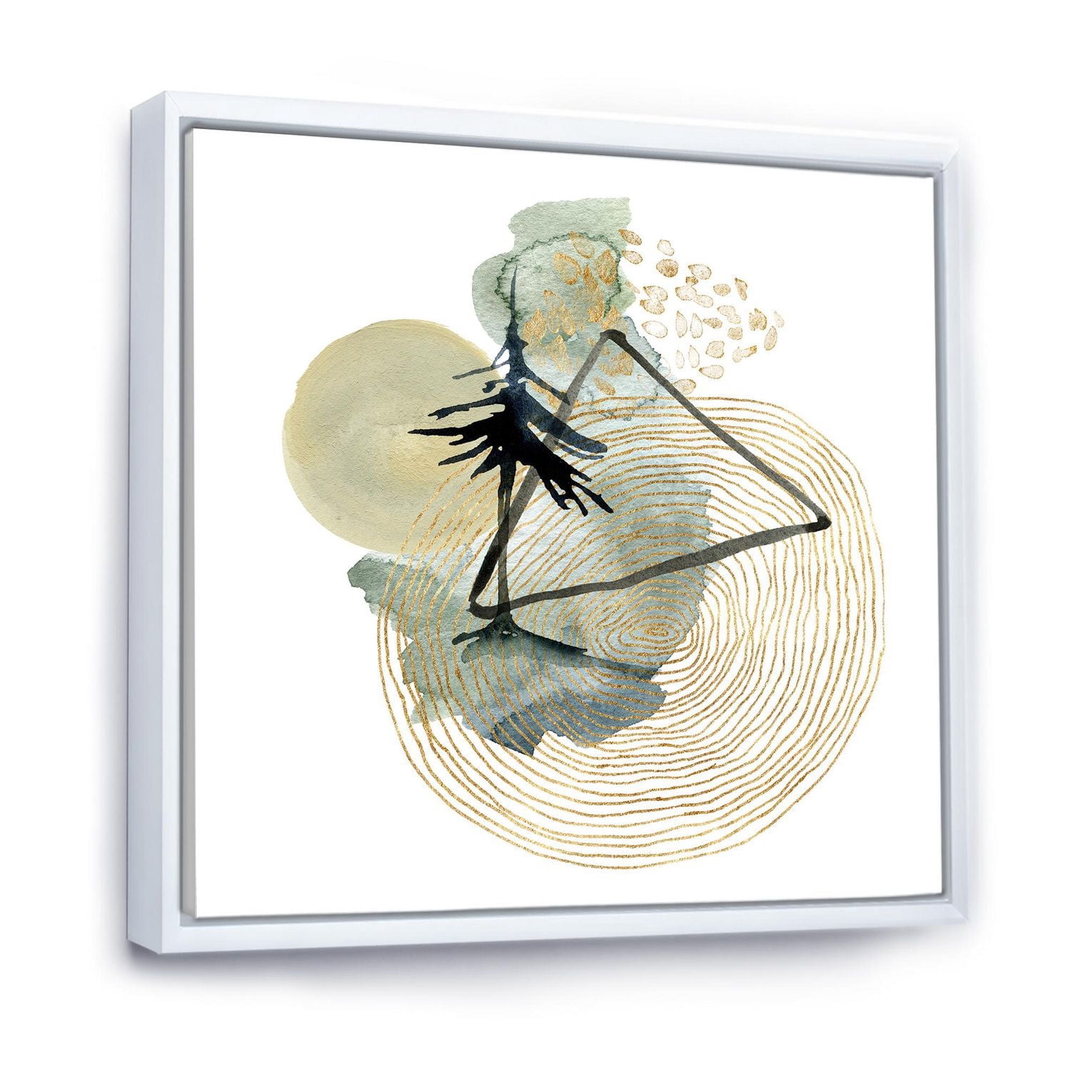 Designart Abstract Landscape Of Mountains Moon and Tree FLOAT FRAME WALL ART