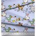 thumbnail image 2 of Soimoi Moss Georgette Fabric Bird & Animals Cartoon Printed Fabric 1 Yard 42 Inch Wide, 2 of 3