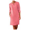 thumbnail image 1 of 2025 Robes d'Été Confortables et Amples pour Femme, Couleur Unie, Manches Courtes, Robe d'Été pour Femme, Robe Longue, 1 of 5