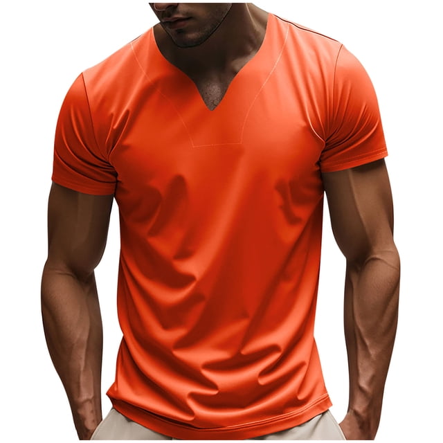Styesk T-Shirts pour Homme Couleur Unie Mode Décontractée Exercice Col en V Ample Manches Courtes