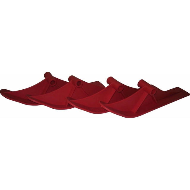 Millside Ensemble de Quatre skis en Plastique Rouges pour l'Hiver, Fabriqués à la Main au Canada pour s'Adapter à Tous les Chariots Millside en Remplaçant les Pneus sur les Essieux de 5/8 Pouces, avec des avant Courbés et des Bas Nervurés pour un Suivi Facile de la Neige et une Utilisation en Chariot Toutes Saisons.