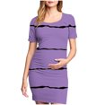 thumbnail image 2 of Ovzne Robes pour Femmes Robe de Plage Femme à la Mode Imprimée Plissée Jupe de Maternité à Manches Courtes Col Rond Robe Mi-Mollet Grande Taille Robe Maxi à Manches Courtes Imprimée Liquidation, 2 of 7