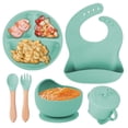 thumbnail image 1 of Children's complementary silicone plate baby complementary bowl smiley plate six-piece tableware set, 1 of 1