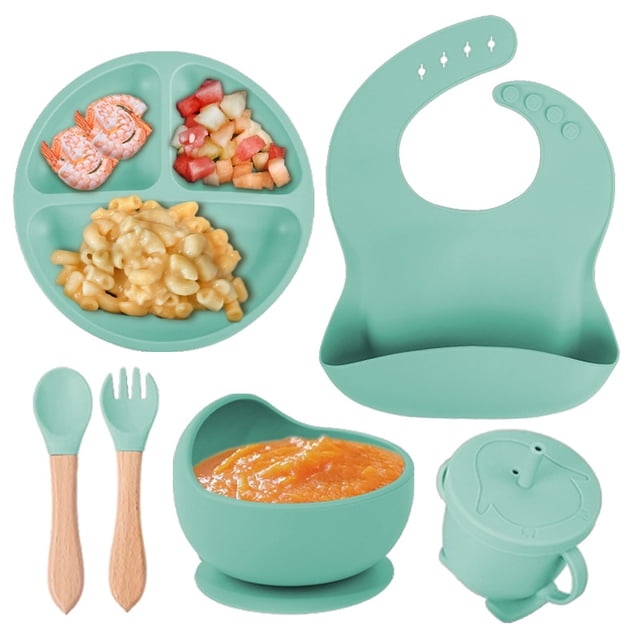 Children's complementary silicone plate baby complementary bowl smiley plate six-piece tableware set