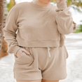 thumbnail image 4 of Sweat-shirt et Short Élastique pour Femme Survêtement 2 Pièces à Manches Longues, 4 of 5