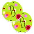 thumbnail image 1 of Letter B Monogram Lime Green Set of 2 Cup Holder Car Coaster, 1 of 1
