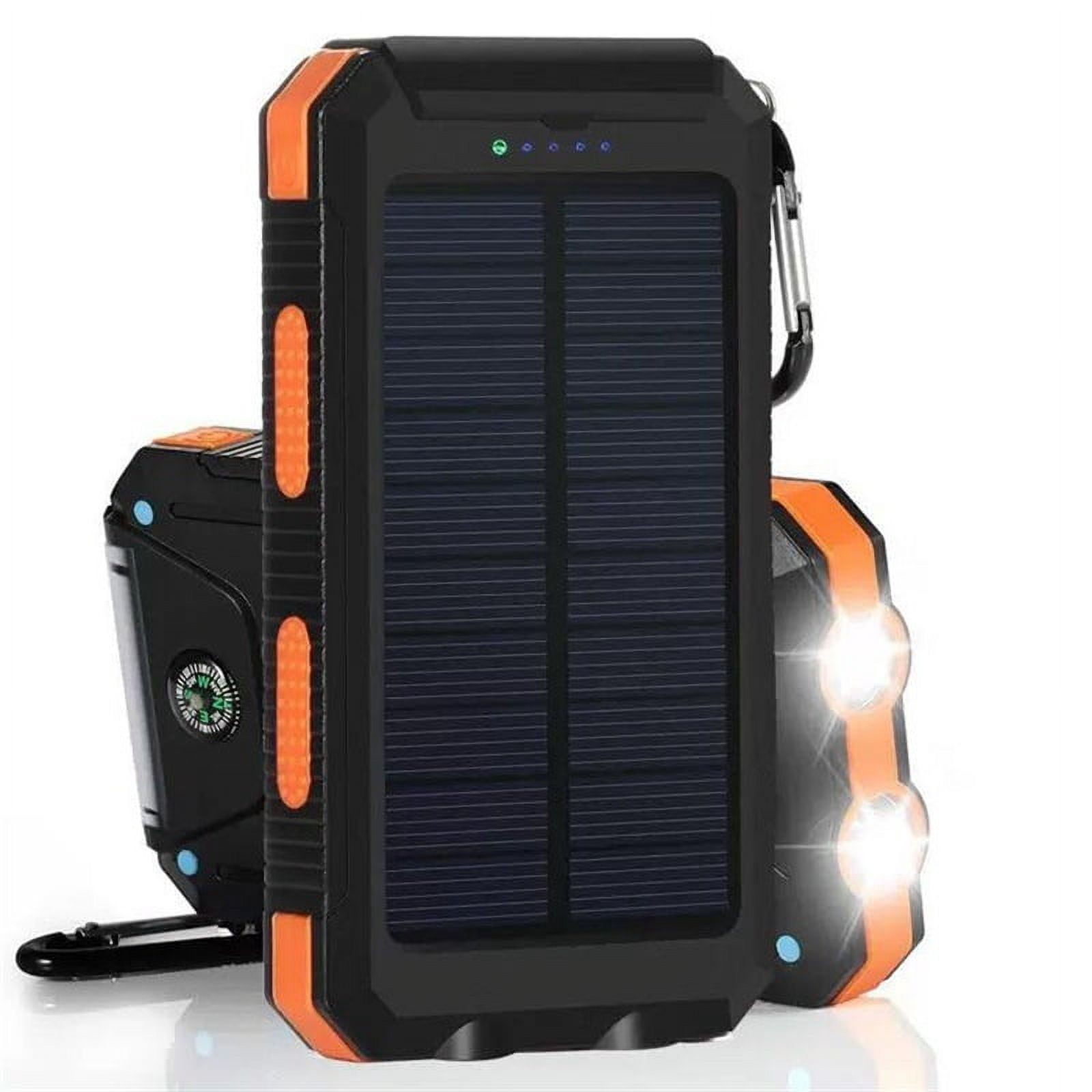 Solar Power Bank 10000mAh Portable Charger with Solar Panel, Splashproof, Dustpr