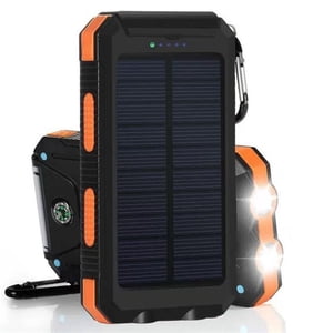 Solar Power Bank 10000mAh Portable Charger with Solar Panel, Splashproof, Dustpr