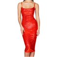 thumbnail image 1 of Pisexur Robes pour Femmes Col Rond Dos Nu Robe de Cocktail Mode Paillettes Scintillantes Robe de Soirée Boîte de Nuit Fête Robe Ajustée Robes de Retour à la Maison Élégante Robe d'Invitée de Mariage Tunique Robe Midi, 1 of 3