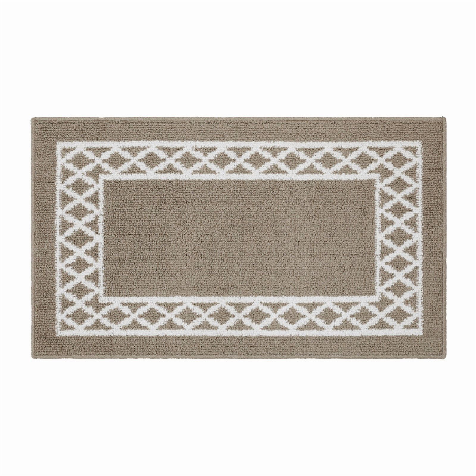 Marina Decoration Decor Luxury Non-Slip Rubber Backing Safety Soft Runner Area Carpet Floor Rug Indoor Interior Accent Decorative Mat, Taupe Color Moroccan Trellis Design, 20 x 72 Inch