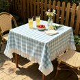 thumbnail image 4 of Dvkptbk Nappe à Carreaux Blanche Transparente à Volants Imperméable Housse de Table à Manger, 4 of 6