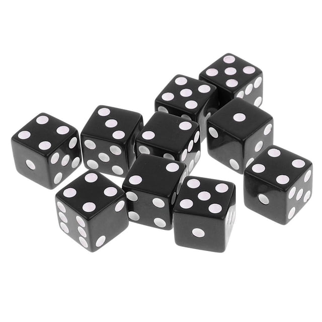 Esquirla 10pcs/set D6 Dice for Home Pub Party Board Games 16mm MultiColor Black