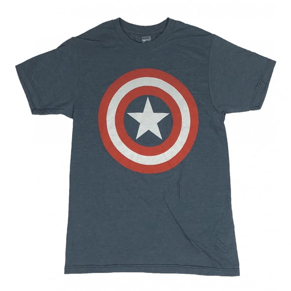 Captain America 821364-medium Captain America Shield Logo T-Shirt, Heather Blue - Medium