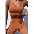 thumbnail image 3 of Women's Workout Outfits 2 Piece Yoga Set Seamless Ribbed Crop Tank Tight Shorts Gym Suit, 3 of 3
