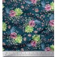 thumbnail image 1 of Soimoi Rayon Fabric Leaves,Berries & Rose Floral Decor Fabric Printed Yard 56 Inch Wide, 1 of 3