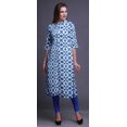 thumbnail image 2 of Bimba Printed Straight Kurtis For Women Button Down Mandarin Indian Tunic X-Large, 2 of 6