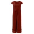 thumbnail image 4 of HBFAGFB Combinaison pour Femmes Col Ras du Cou à Fermeture Éclair Manches Courtes Ample et Légère Barboteuses Rouge Taille g, 4 of 5