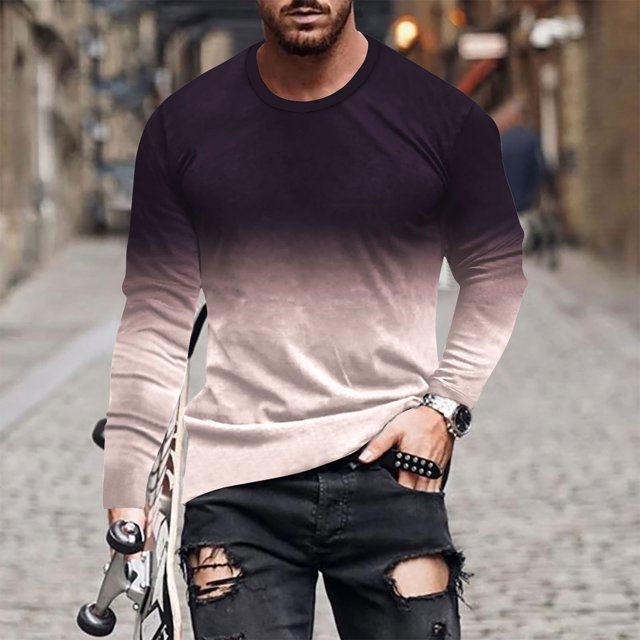 Meichang T-Shirt à Manches Longues pour Homme Coupe Ajustée, T-Shirts Graphiques pour Hommes Mode Urbaine Imprimé 3D Illusion d'Optique T-Shirts Mode Col Rond Confortable Chemises à Manches Longues pour Homme