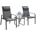 thumbnail image 1 of Patiojoy 3PCS Patio Adjustable Back Stackable Chairs Side Table Set Bistro Set Classic Furniture Chair Set for Garden Grey, 1 of 6