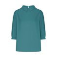 thumbnail image 5 of AherBiu Chemises en Lin pour Femmes Manches 3/4 Col à Revers Style Rétro Hauts Décontractés Amples Mode Automne 2024 Blouses, 5 of 5