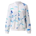 thumbnail image 4 of IROINID Veste Courte Décontractée pour Femme, Blouson Bomber à Imprimés Graphiques, Manches Longues, Manteau, Bleu, 4 of 5