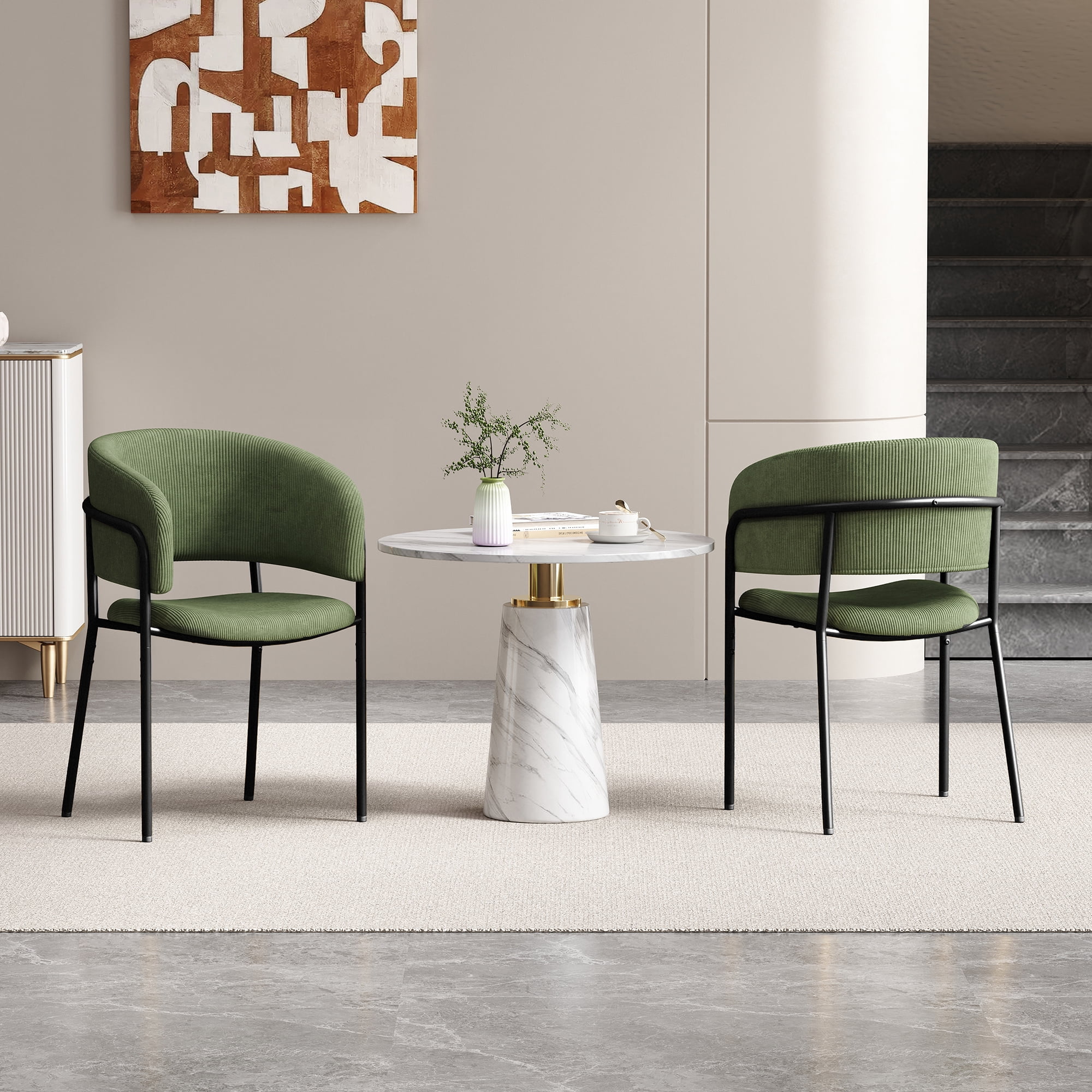 Ensemble de 4 chaises d'appoint modernes Noble House HORIZON avec pattes inclinées et pieds réglables (vert)