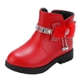thumbnail image 1 of Kcodviy Children Shoes Thick Heel Tall Girls Riding Boots Short Boots Warm Leather Winter Boot Boots Baby Bow Cute Leather Boots Size 13 Shoes Warm Boots, 1 of 9