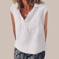 thumbnail image 2 of Besolor Camisoles Sans Manches en Coton et Lin pour Femmes - Débardeurs d'Été à Col en V Décontractés, Coupe Ample, Couleur Unie, Chemises de Travail à Col, 2 of 6