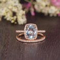 thumbnail image 1 of Natural Aquamarine Engagement Ring 2pcs Bridal Wedding Ring Set Unique Gold Plated Silver Band Moissanite Accented Ring March Birthstone Ring, 1 of 4