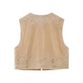 thumbnail image 2 of Diconna Gilet pour Femmes, Sans Manches à devant Ouvert avec Broderie de Fleurs et Paillettes, Gilet d'Extérieur pour la Rue Cual, 2 of 9