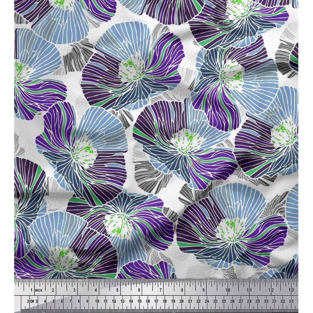 Soimoi Rayon Fabric Artistic Flower Print Fabric by The Yard 42 Inch Wide