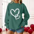 thumbnail image 2 of SOMOWI Chandails de la Saint-Valentin pour Femmes Tendance Sans Capuche Col Rond Manches Longues Chandail Décontracté Tricot Doux Vert Foncé Automne Vêtements de Sport TG, 2 of 4