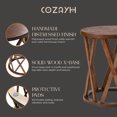 thumbnail image 4 of COZAYH Table d'Appoint Style Ferme, Table d'Appoint Ronde Rustique avec Pattes à Motifs en X, Brun, 4 of 12